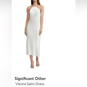 Significant Other White Satin Midi Dress - worn once